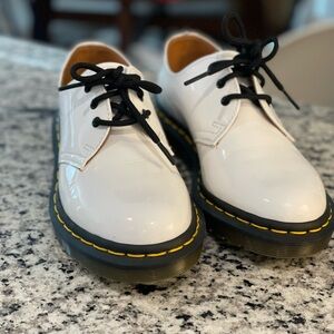 Dr. Martens White Patent Leather Oxfords